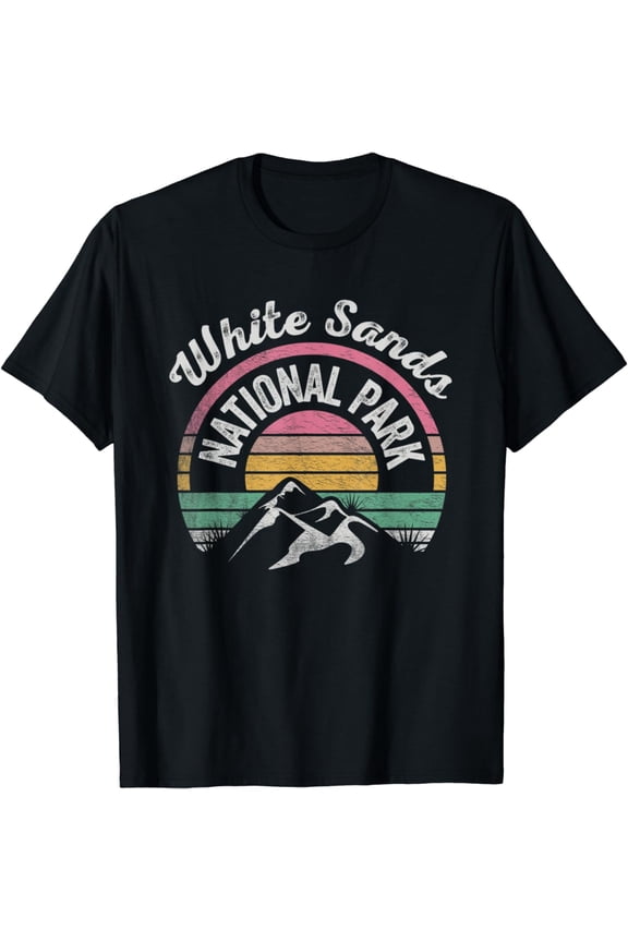 White Sands National Park New Mexico Retro Vintage Sunset Mountain Graphic T-Shirt Souvenir Travel Adventure Apparel for Men and Women