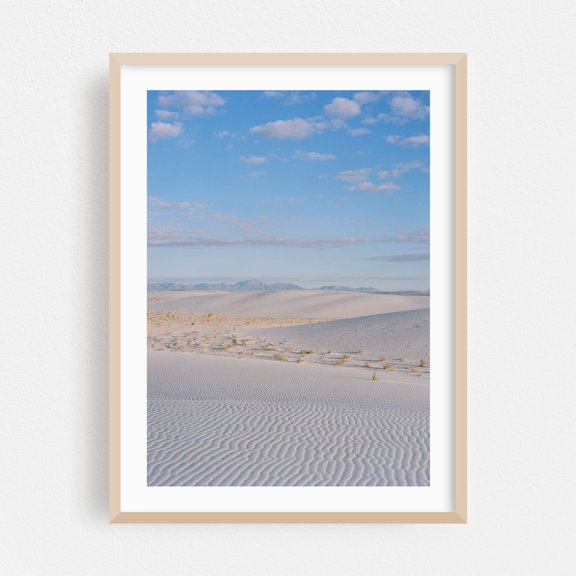 White Sands New Mexico Sunrise - New Mexico Photography Desert Landscape Minimalist Nature Scenic Pastel Travel Poster Oak Framed Wall Art Print 16 x 20 inches