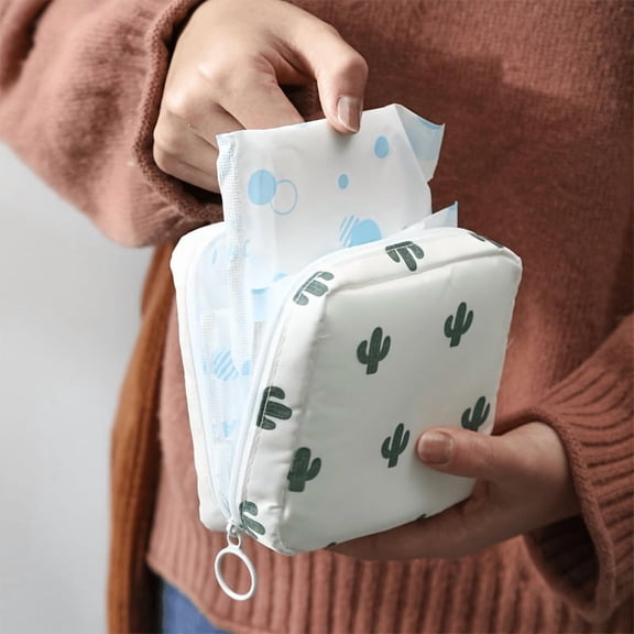 Period Pouches for Teen Girls, Compact Feminine Hygiene Pad Pouch for School, Office & Travel Use