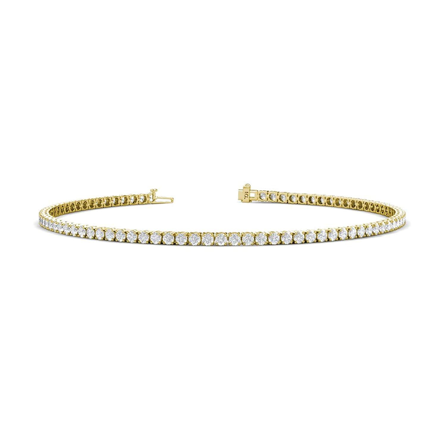 White sapphire tennis bracelet outlet yellow gold
