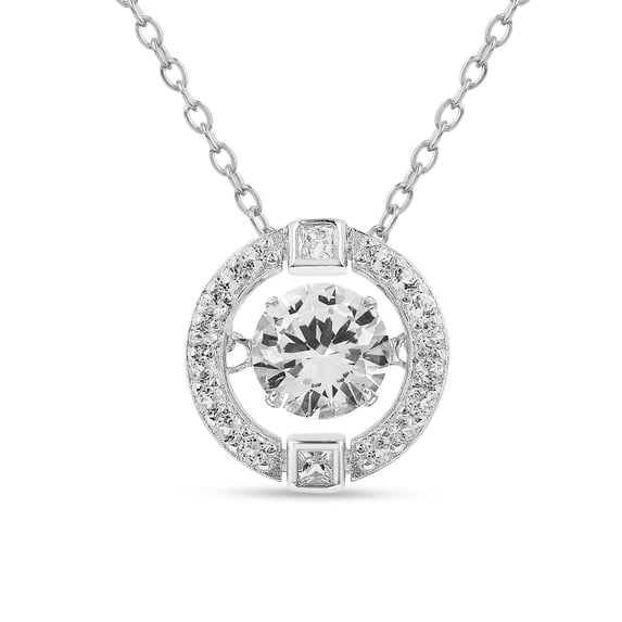 Fine Color Jewels White Sapphire Dancing Stone Necklace for Women Sterling Silver September Birthstone