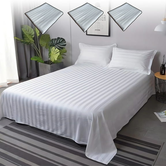 White Satin Bed Sheets, Luxurious Hotel-Grade Fitted & Flat Sheets, Allergen-Free, Elegant Decor, Modern Guesthouse, Hotel Linens, Soft Comfort Sopatenor