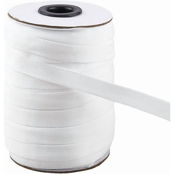 White Satin Elastic Band Roll 36Ydx0.43In Sewing Stretchy Ribbon Polyester Soft Flat Elasticity Cord Trim Fold Hair Tie Waistband Knit Spool