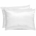 thumbnail image 1 of White Satin Pillowcase for Hair and Skin with Zipper, Soft Breathable Cooling Silk Pillow Cases, Modern Simple White Backdrop Throw Pillow Covers Standard Size 20"x26" Set of 2, 1 of 6
