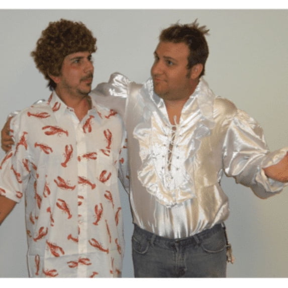 White Satin Pirate Shirt Adult Costume Jerry Seinfeld Puffy Ruffles Buccaneer