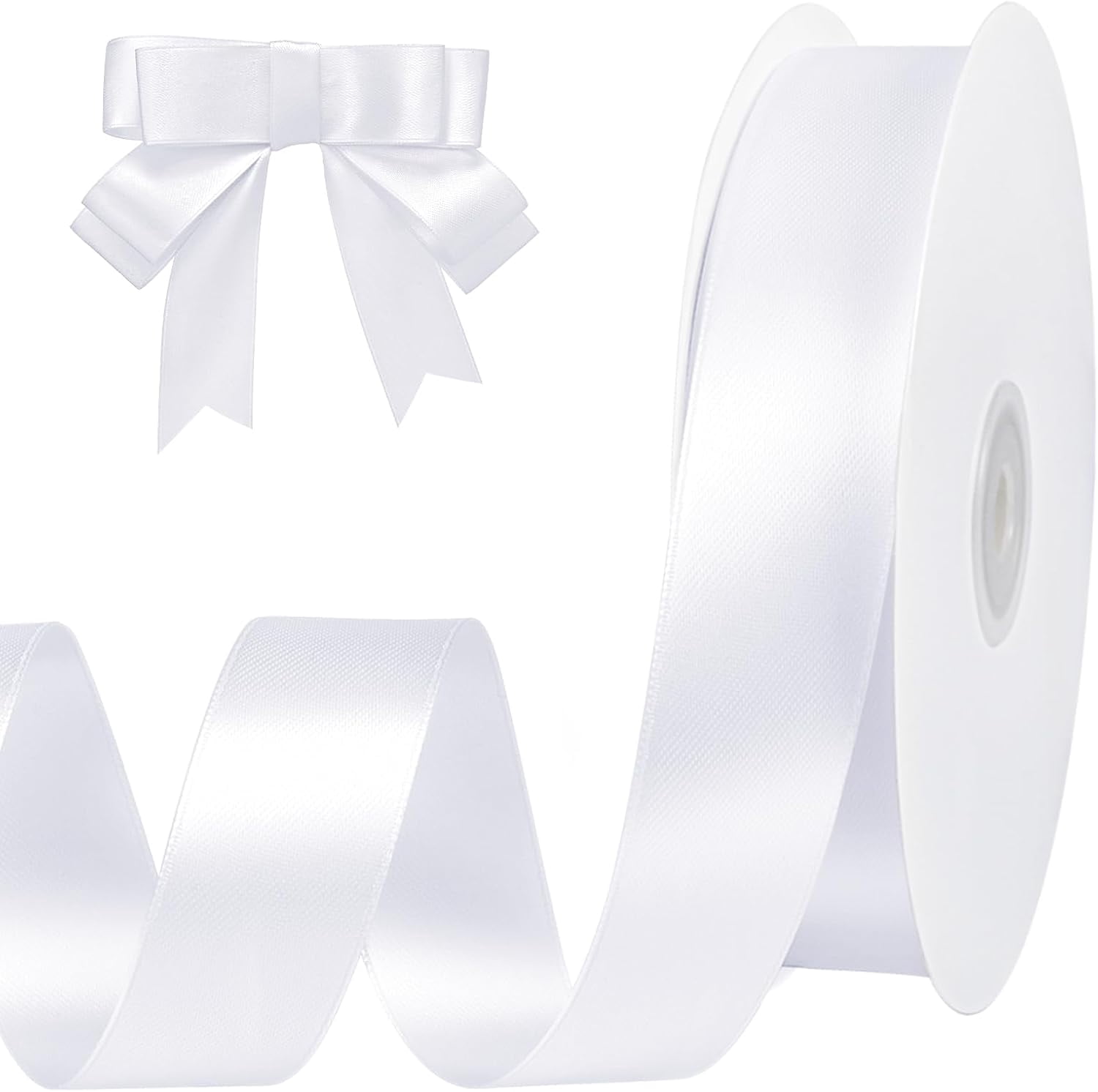 White Satin Ribbon 1 inch 60 Yards White Bows - Walmart.com