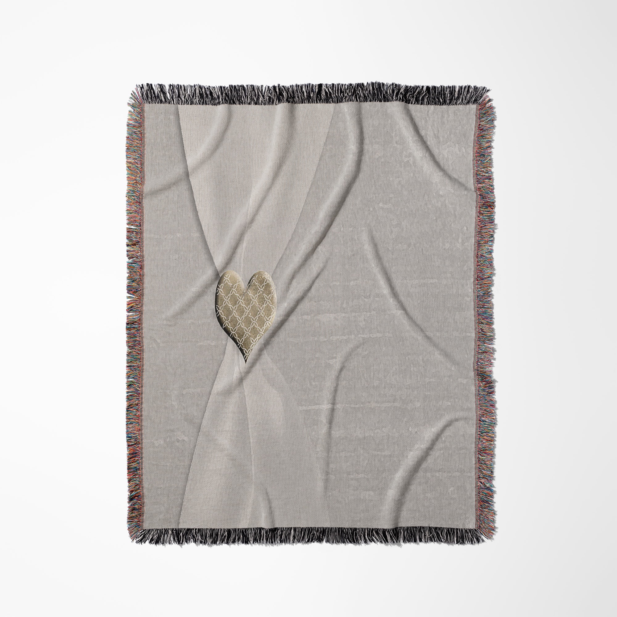 White Satin Ribbon With Gold Heart, Woven Blanket