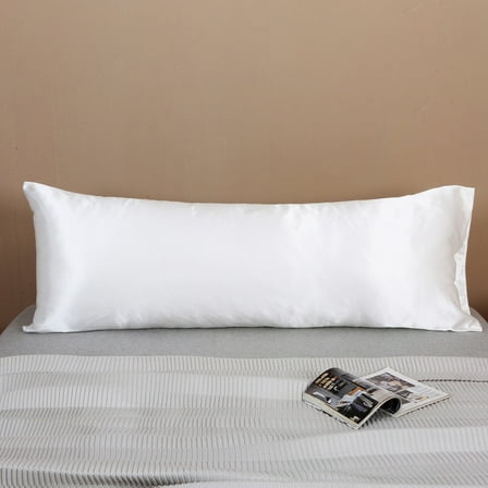 White Satin Silk Pillowcase - 20x54in Large Size, Hidden Zipper, Soft Breathable & Glossy, Cool for Hair & Skin, All-Season Use - 1 Pack