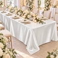 thumbnail image 1 of White Satin Tablecloth with Smooth Polyester Fabric, 57X84 Inch Rectangular Table Cover for Wedding Party and Christmas Dinner, Table Decoration, 1 of 4