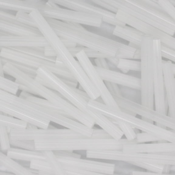 White Satin Translucent Bugle Beads Czech Glass 25mm 1" Extra Long