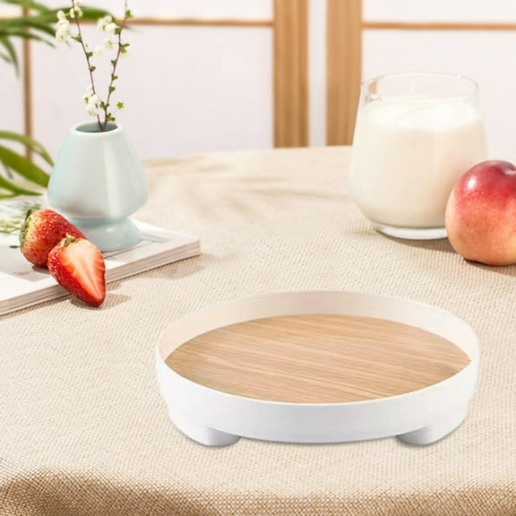 White Scandinavian Plastic Tea Tray - 29x29x7.5cm RecServing Tray for Living Room | Waterproof Cup & Fruit Holder | Foldable Design | Lightweight & Easy to Clean | Set