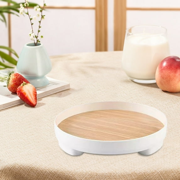 White Scandinavian Plastic Tea Tray - 29x29x7.5cm RecServing Tray for Living Room | Waterproof Cup & Fruit Holder | Foldable Design | Lightweight & Easy to Clean | Set