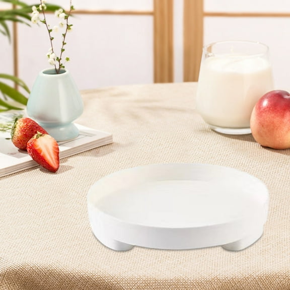 White Scandinavian Plastic Tea Tray - 29x29x7.5cm RecServing Tray for Living Room | Waterproof Cup & Fruit Holder | Foldable Design | Lightweight & Easy to Clean | Set