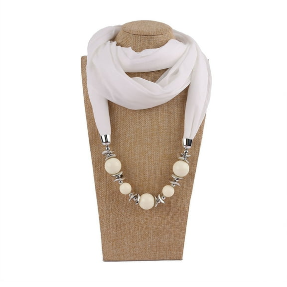 White Scarf for Women Pendant Scarf with Tassel Rhinestone Jewelry Scarves on Sale Clearance