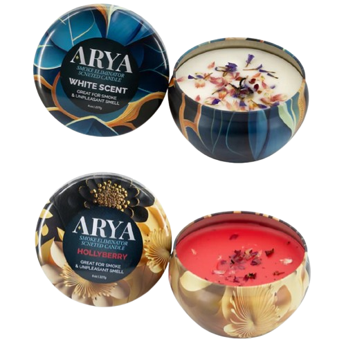White Scent & Holly Berry 2 Candle Set , Odor Eliminating Soy Wax