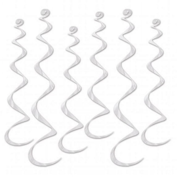 White School Colors Twirly Whirlies Hangers Party Decoration 6 Pack