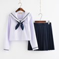 White School girl Uniform Japanese Class Navy Sailor School Uniforms