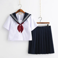 White Schoolgirl Uniform Japanese Class Navy Sailor School Uniforms