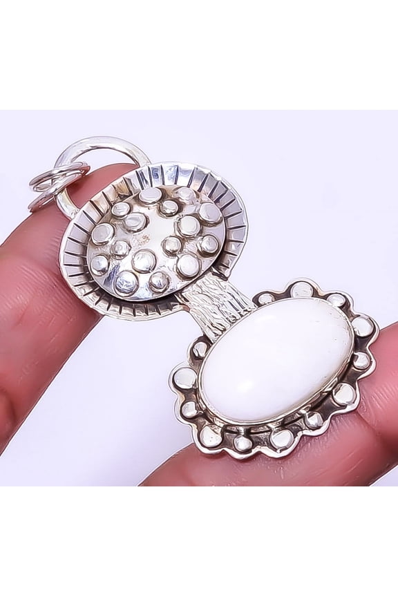 White Scolecite - India Gemstone 925 Sterling Silver Designer Pendant 2.34" A375, Beautiful Jewelry For Woman, New Year Sale, Valentin's Day Gift