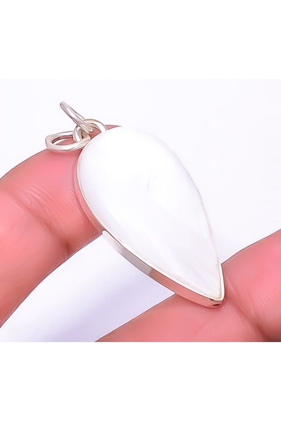 White Scolecite - India Gemstone 925 Silver Plated Jewelry Pendant 1.56" A333, Valentine's Day Gift, Birthday Gift, Beautiful Jewelry For Woman