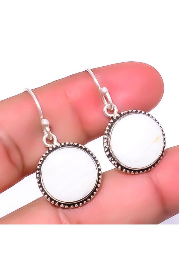 White Scolecite - India Gemstone 925 Sterling Silver Jewelry Earring 1.37" A332, Beautiful Jewelry For Woman, New Year Sale, Valentin's Day Gift