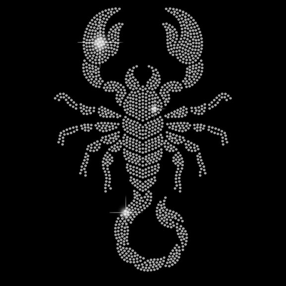 White Scorpion Iron on Rhinestone Heat Transfer Decor Clear Bling DIY Patch Clothing Repair Hot Fix Applique