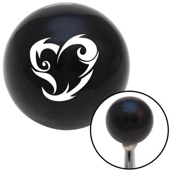 White Scroll Art Heart Black Shift Knob with M16 x 1.5 Insert Shifter Auto Manual Brody