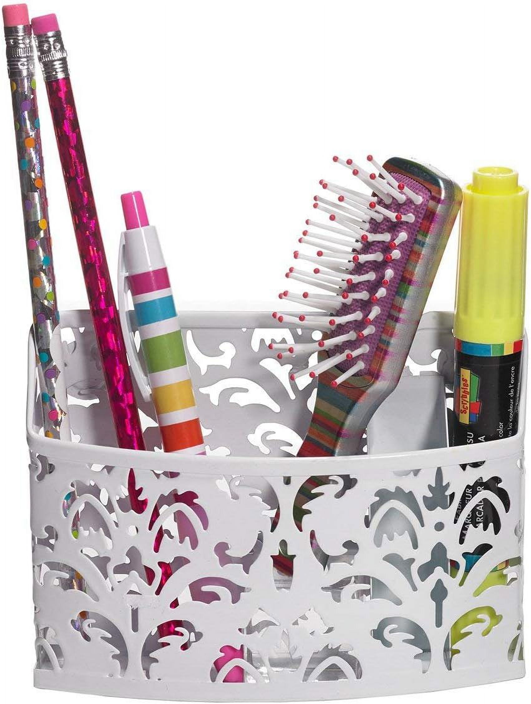 White Scroll School Locker Storage Bin For Organizing Locker