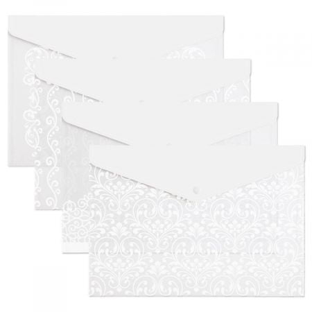 White Scroll Pattern SnapFile Folders - Set of 8 (2 of each)
