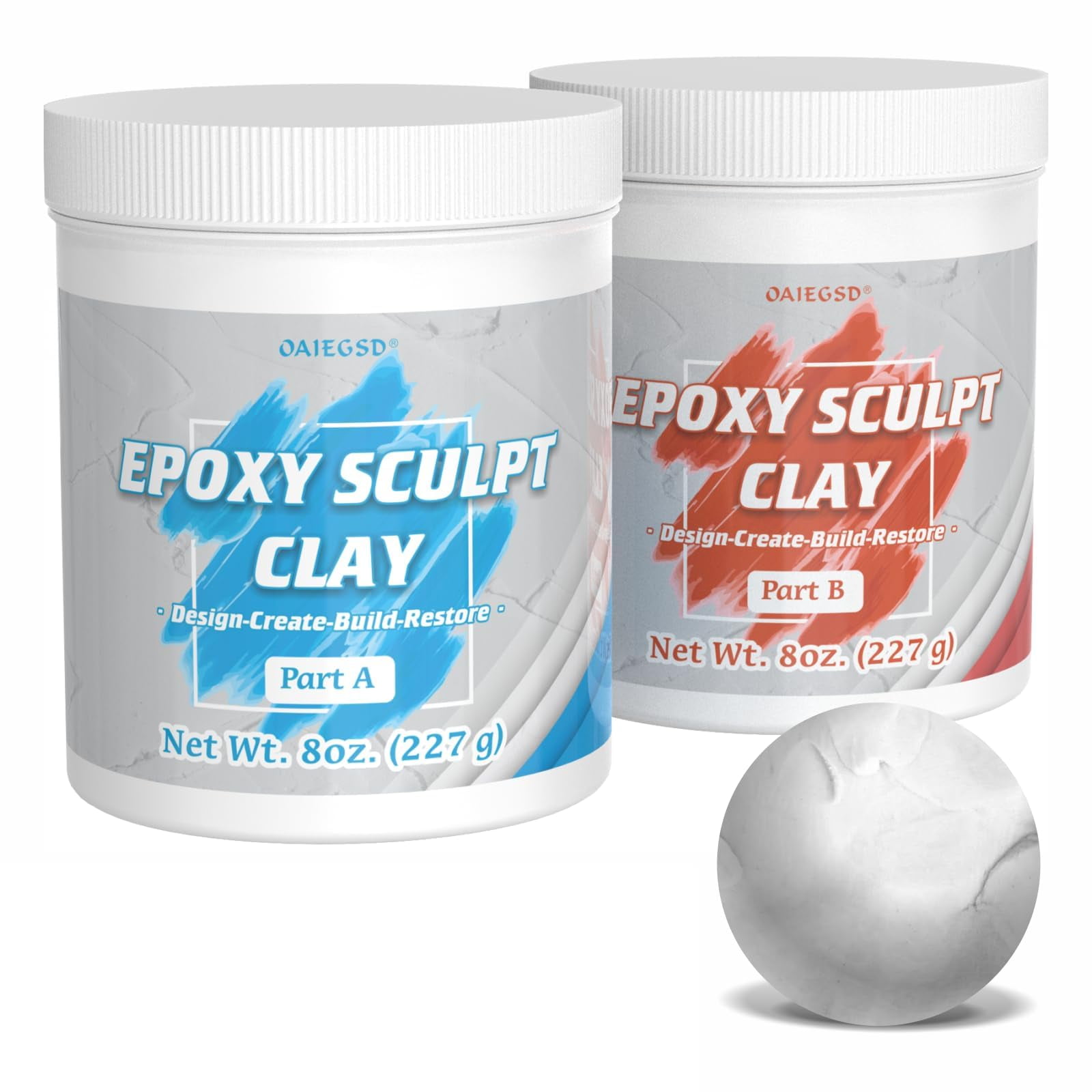 White Sculpt Clay, 1 Pound SelfHardening AB Sculpt Clay for Sculpting, 2 Part Modeling Compound