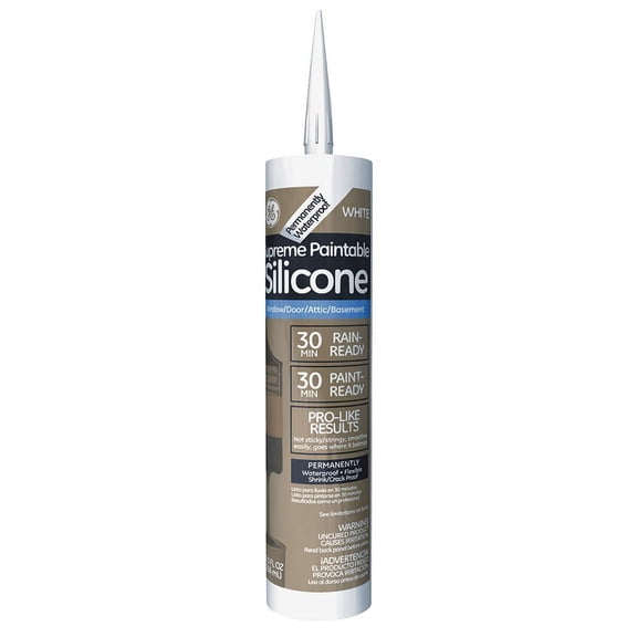GE Silicone Sealant, All Purpose Caulk - White - 1 Each, 10.1 oz Cartridge