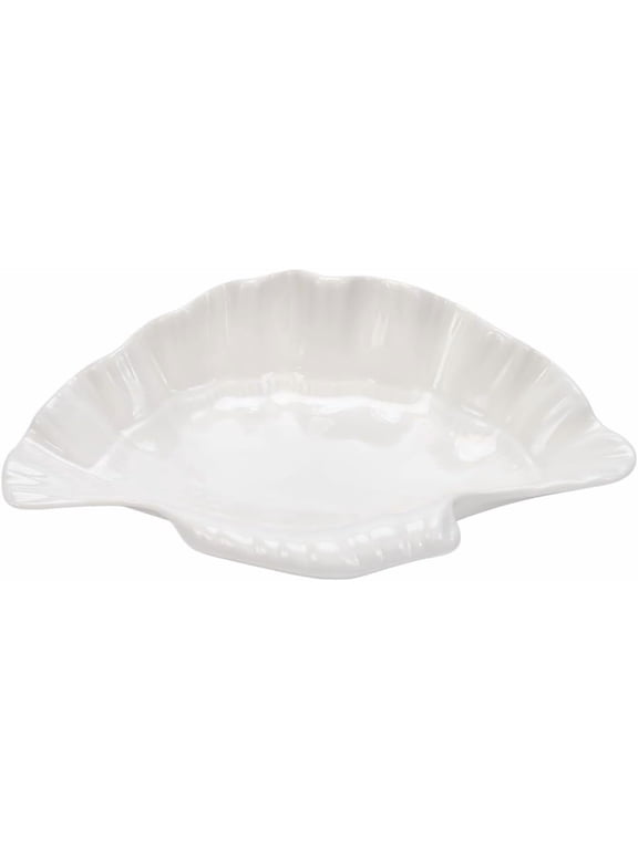White Seashell Ceramic Decorative Bowl Shell Jewelry Dish Tray Ring Holder Dish Key Bowl for Earrings Necklaces Shell Trinket Dish for Home Coastal Beach Decor Decoration Storage White