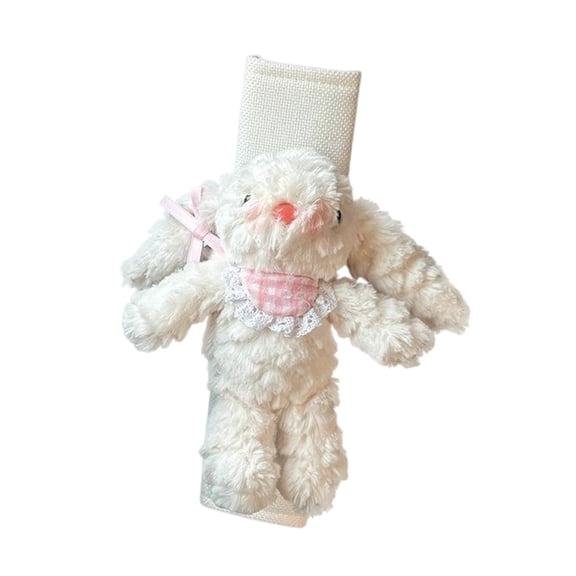 White Seat Belt Cover Pad Soft Faux Sheepskin Car Shoulder Strap Cushion For Kids Adults Reduce Friction Cute Bunny Design Easy Install For Car Truck Suv Winter White