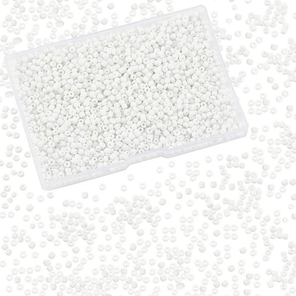 White Seed Beads 2000 Pcs 3mm 8/0 Glass Seed Beads Round Small Waist Beads Mini Spacer Beads for Earring Bracelet Necklace Anklet Jewelry DIY Craft Making