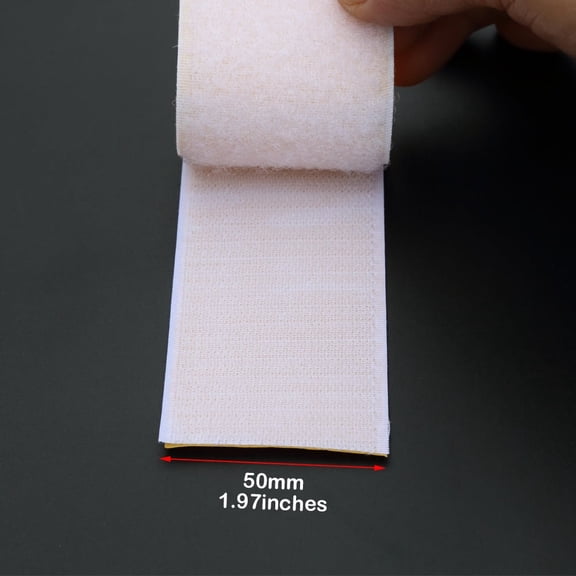 White Self-Adhesive Hook and Loop 50mm x 1m - Extra Strong for Large Surface Car Trim & DIY