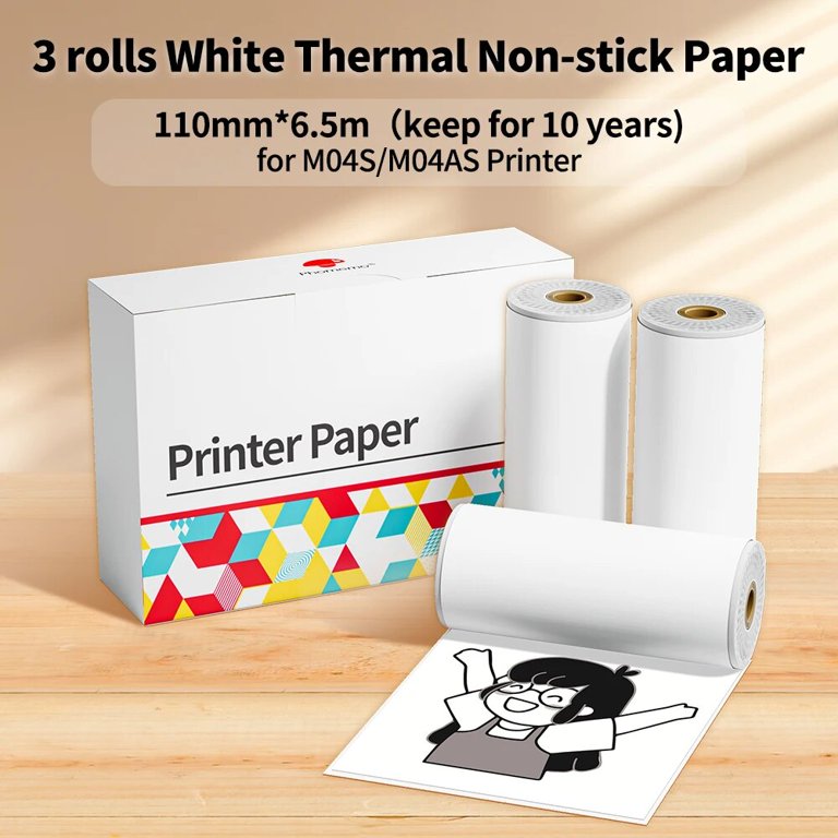 Phomemo Transparent Thermal Sticker Paper - 3 Rolls, 107mm X 3.5m, For M04S/M04AS Mini Printer