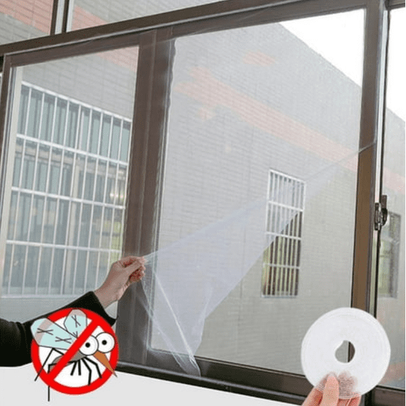 White Self-Adhesive Window Screen Mesh, 1.3m x 1.5m DIY Anti Mosquito Bug Net, No Drill Breathable Insect Barrier Screen for Home Apartment Window Decor