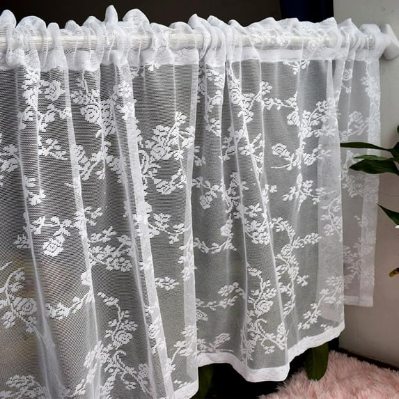 White Semi Sheer Curtains for Bedroom Windows, Privacy Semitransparent Light Filtering Drapes for Bathroom/Living Room