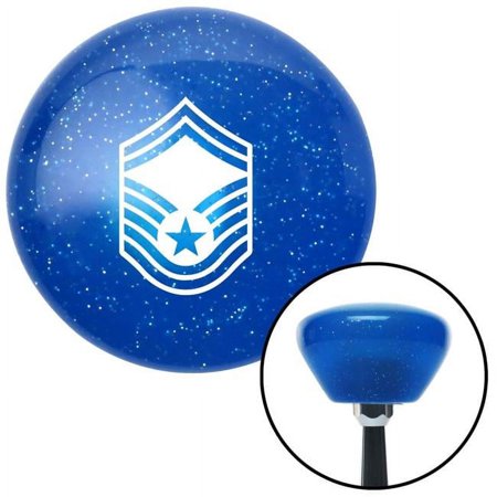 White Senior Master Sergeant Blue Retro Metal Flake Shift Knob with M16 x 1.5 Insert Brody