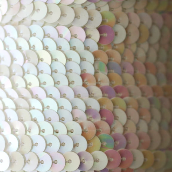 White Sequin Trim 6mm Center Stitched Opaque Rainbow Iris Made in USA