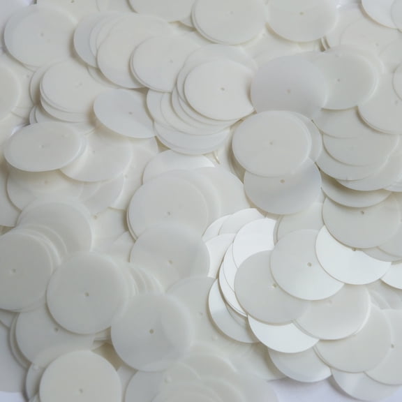 White Sequins 20mm Porcelain Semi Opaque Translucent Made in USA
