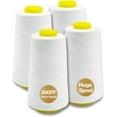 thumbnail image 1 of White Serger Thread, All-Purpose Thread for Sewing, Polyester, 4 Cones of 3000 Yards Each Spool for Sewing Machine, 1 of 11