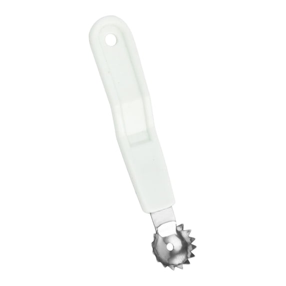 White Serrated Fruit Corer Wheel, Handheld Pineapple Eye Remover and Strawberry Huller for Home Kitchens