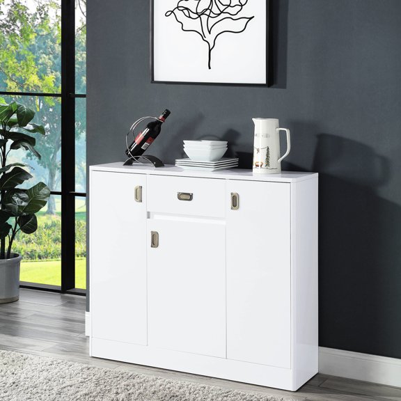White Server with Drawer | Customizable Storage | Bedroom Organization, Store Personal Belongings