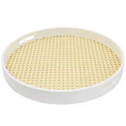 Round Decorative Trays Rattan Serving Trays, Tabletop Tray Decor with Handle, 18*19in