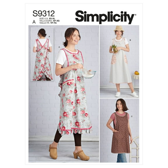 White Sewing Patterns Wraparound with Ruffle and Pocket Details by Simplicity Creative Group