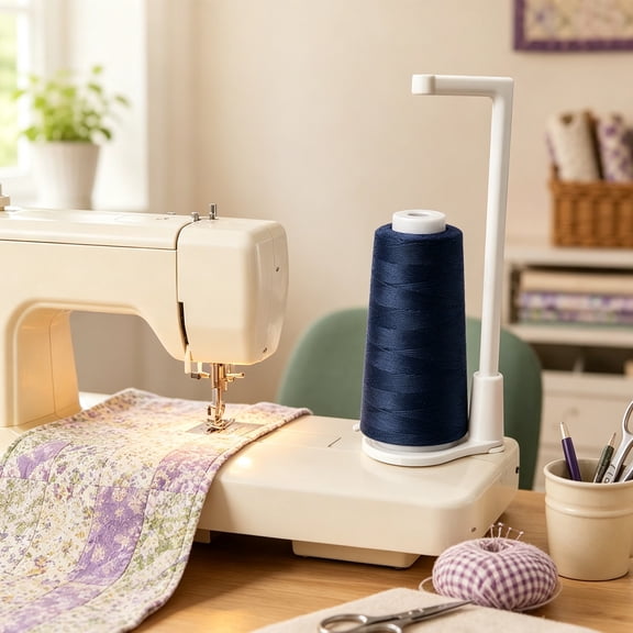 White Sewing Thread Stand for Large Spool, Heavy Duty Thread Holder for Embroidery Quilting Serger Machine, Sewing Accessories Organizer