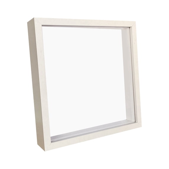 White Shadow Box Display Case with Deep Frame and Glass Front, 1 Pack, Square Design, for Cash Gifts and 3D Memorabilia, Wall Decor