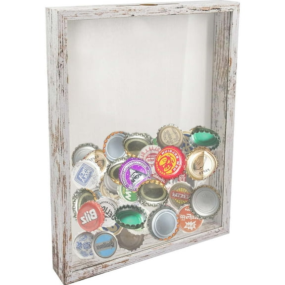 White Shadow Box Frame Wood Collection Case With Slot on top 11 x 14