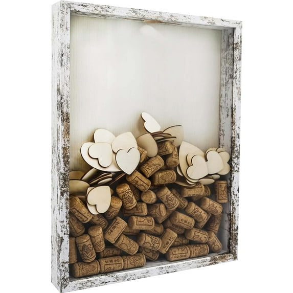 White Shadow Box Frame Wood Collection Case With Slot on top 12 x 16